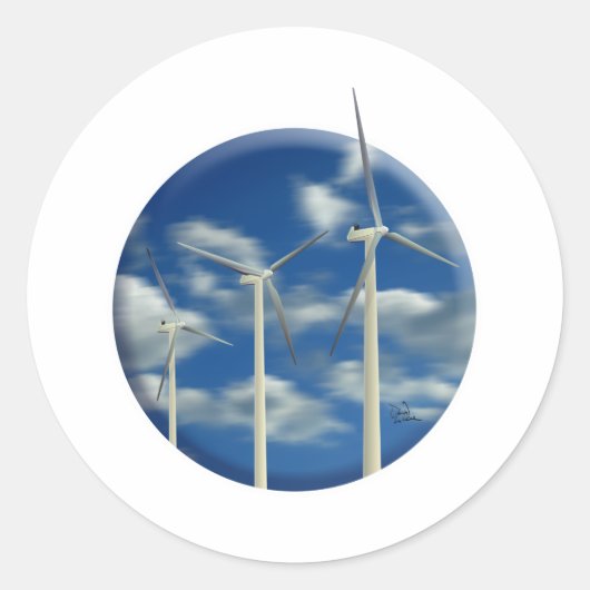 Grüne Windkraftanlage Runder Aufkleber (Vorderseite)