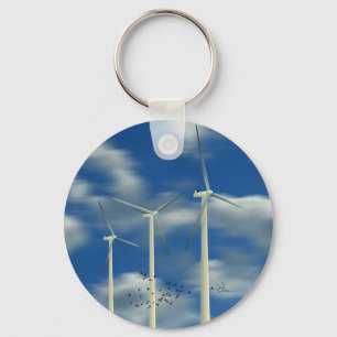 Grüne Windkraftanlage Schlüsselanhänger