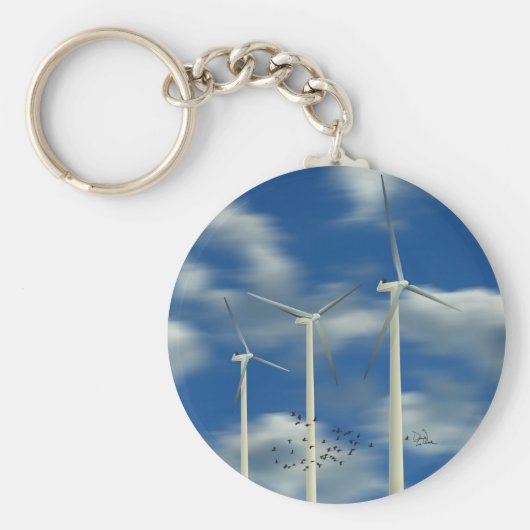 Grüne Windkraftanlage Schlüsselanhänger (Vorne)