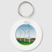 Grüne Windkraftanlage Schlüsselanhänger (Vorderseite)