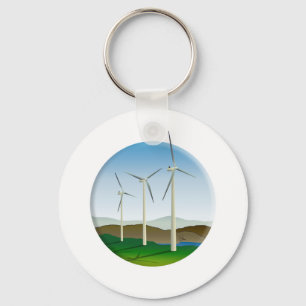 Grüne Windkraftanlage Schlüsselanhänger