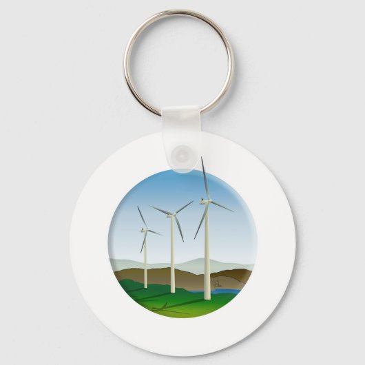 Grüne Windkraftanlage Schlüsselanhänger (Vorderseite)