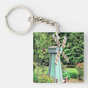 Grüne Windmühlen-Gartendekoration Schlüsselanhänger