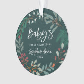Grüne Winter Botanical Baby's First Christmas Ornament (Vorderseite)