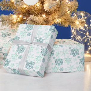Grüne Winter-Schneeflocken-Muster-Verpackungspapie Geschenkpapier