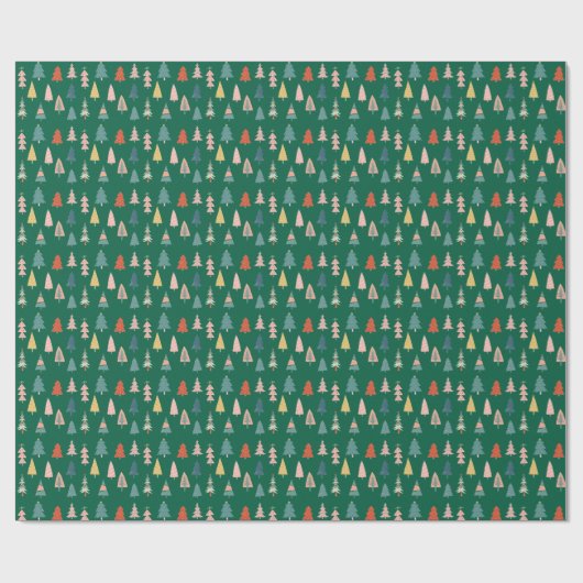 Grüne Winter Weihnachtsbäume Modernes Muster Geschenkpapier (Flach)