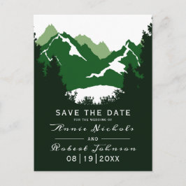 Grüne Winterhochzeit Save the Date Ankündigungspostkarte