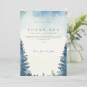 Grüne Winterkiefern Hochzeitstisch danke (Stehend Vorderseite)