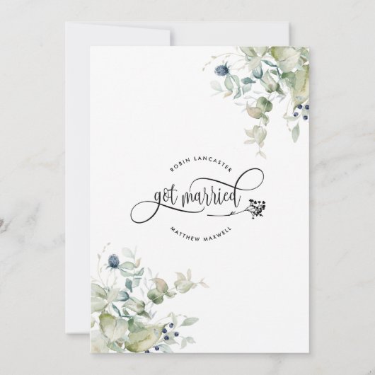 Grüne, Wir haben Verheiratete Hochzeitsankündigung Einladung (Rückseite)