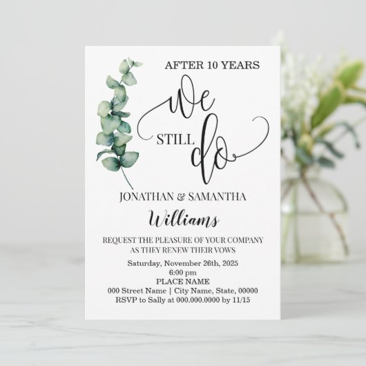 Grüne Wir machen noch Hochzeitstag Einladung (Stehend Vorderseite)