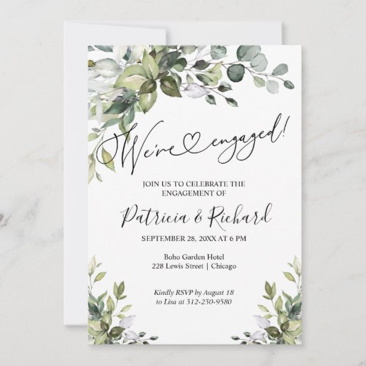 Grüne Wir sind Verlobte Einladung zu einer engagie (Vorderseite)