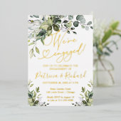 Grüne Wir sind Verlobte Engagement Party Folieneinladung (Stehend vorne)