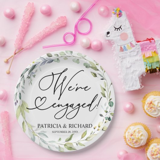 Grüne Wir sind Verlobte Engagement Party Pappteller (Party)