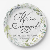 Grüne Wir sind Verlobte Engagement Party Pappteller (Vorderseite)