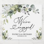 Grüne Wir sind Verlobte Engagement Party Schaumweinetikett (Einzelnes Label)