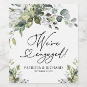 Grüne Wir sind Verlobte Engagement Party Weinetikett (Einzelnes Label)