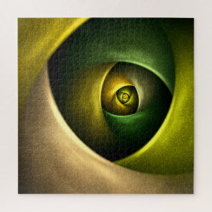 Grüne Wirbel-Blumen- Moderne abstrakte Kunst Muste Puzzle