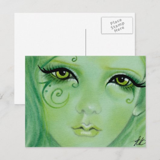 Grüne Wirbel Postkarte (Vorne/Hinten)