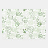 Grüne Wirbel Streifen und Punkte Geschenkpapier Set (Vorderseite)