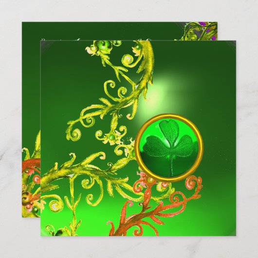 GRÜNE WIRBEL UND KLEEBLATT ST PATRICK'S DAY PARTY EINLADUNG (Vorne/Hinten)