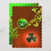 GRÜNE WIRBEL UND KLEEBLATT ST PATRICK'S DAY PARTY EINLADUNG (Vorne/Hinten)