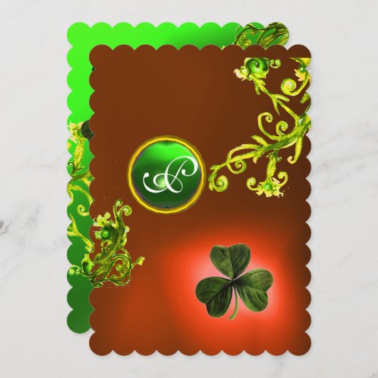 GRÜNE WIRBEL UND KLEEBLATT ST PATRICK'S DAY PARTY EINLADUNG (Vorne/Hinten)