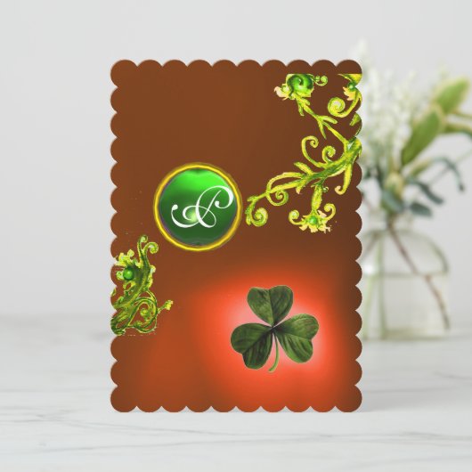 GRÜNE WIRBEL UND KLEEBLATT ST PATRICK'S DAY PARTY EINLADUNG (Stehend Vorderseite)