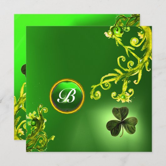 GRÜNE WIRBEL UND KLEEBLATT ST PATRICK'S DAY PARTY EINLADUNG (Vorne/Hinten)