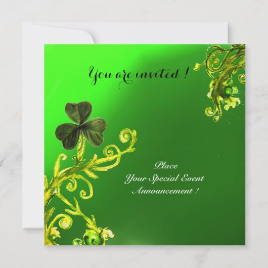 GRÜNE WIRBEL UND KLEEBLATT ST PATRICK'S DAY PARTY EINLADUNG (Rückseite)