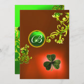 GRÜNE WIRBEL UND KLEEBLATT ST PATRICK'S DAY PARTY EINLADUNG (Vorne/Hinten)