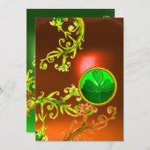 GRÜNE WIRBEL UND KLEEBLATT ST PATRICK'S DAY PARTY EINLADUNG (Vorne/Hinten)