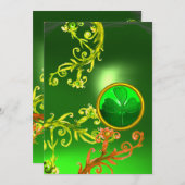 GRÜNE WIRBEL UND KLEEBLATT ST PATRICK'S DAY PARTY EINLADUNG (Vorne/Hinten)