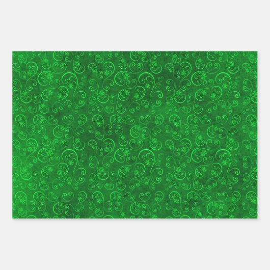 Grüne Wirbel und Schneeflocken Geschenkpapier Set (Vorderseite 3)