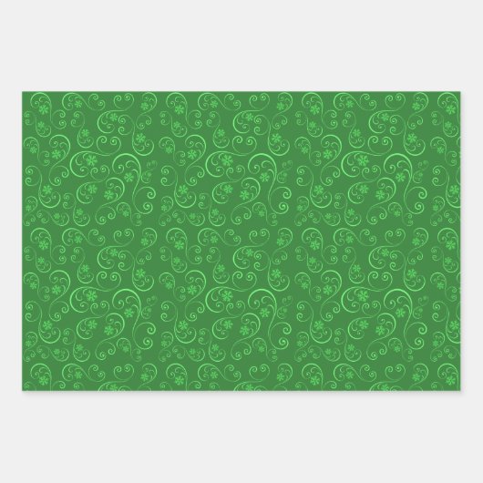Grüne Wirbel und Schneeflocken Geschenkpapier Set (Vorderseite 2)