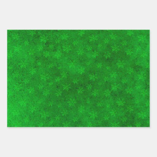 Grüne Wirbel und Schneeflocken Geschenkpapier Set (Vorderseite)