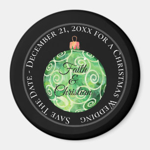 Grüne Wirbel Weihnachtsschmuck/Save the Date Magnet