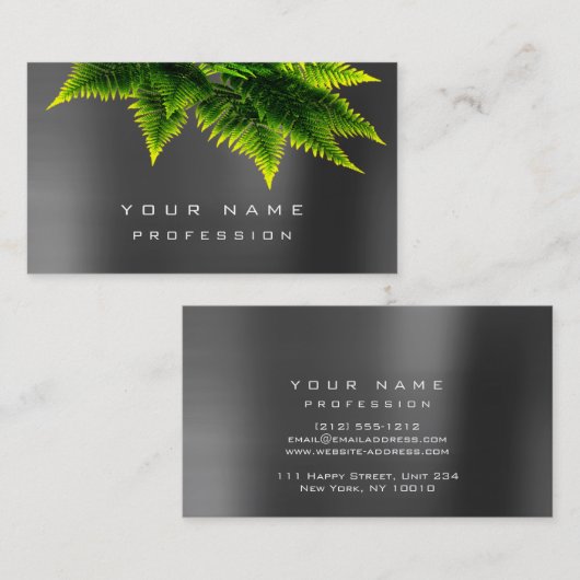 Grüne Wirtschaft Fern Öko Bio Grau Silver Minimal Visitenkarte (Vorne/Hinten)