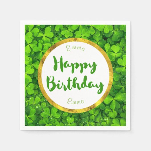 Grüne Wolken mit IMITATEN Gold Foil Geburtstag Serviette (Vorderseite)