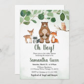 Grüne Woodland Babydusche Einladung (Vorne/Hinten)