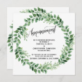 Grüne Wreath Hinausgezögerte Hochzeitsankündigung Einladung (Vorne/Hinten)