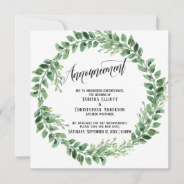 Grüne Wreath Hinausgezögerte Hochzeitsankündigung Einladung