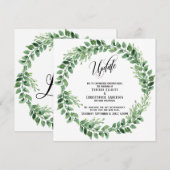 Grüne Wreath - Hochzeitsaktualisierkarte aufgescho Einladung (Vorne/Hinten)