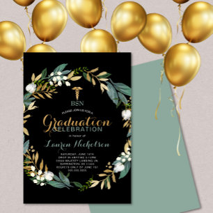 Grüne Wreath Nurse Graduation Party Einladung