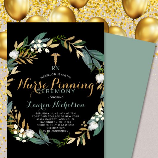 Grüne Wreath Nurse Pinning - Einladung