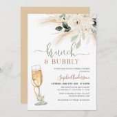 Grüne Wüste Boho Pampas Grass Brunch & Bubbly Einladung (Vorne/Hinten)