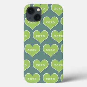 Grüne XOXO-Herzen - benutzerdefinierbare Hintergru Case-Mate iPhone Hülle