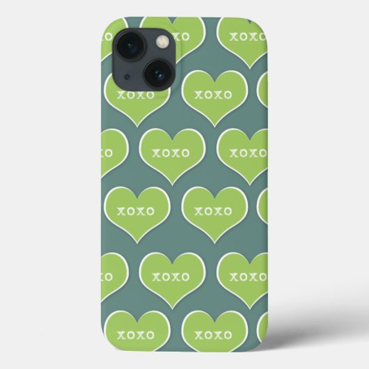 Grüne XOXO-Herzen - benutzerdefinierbare Hintergru Case-Mate iPhone Hülle (Rückseite)