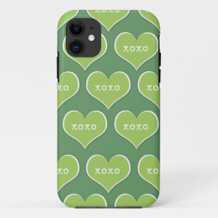 Grüne XOXO-Herzen - benutzerdefinierbare Hintergru Case-Mate iPhone Hülle