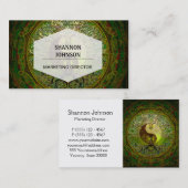 Grüne Yin Yang Mandala mit Baum des Lebens Visitenkarte (Vorne/Hinten)