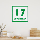 Grüne Zahl siebzehn Poster (Küche)
